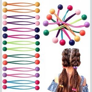 🦄 20 Pcs Colorful Ball Hair Ties